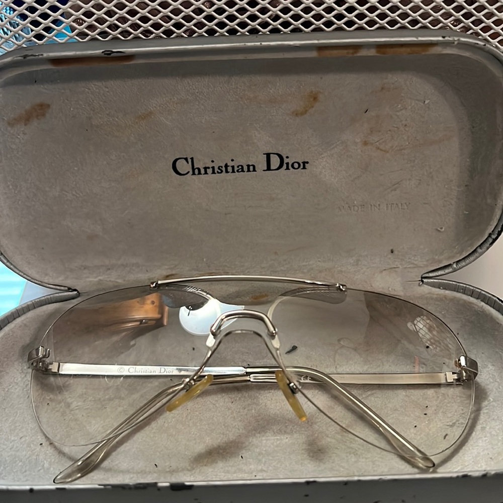 christian dior sunglasses clear with silver lining